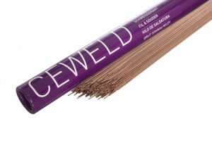 CuZn40F Hardsoldeer 2mm Messingsoldeer met fluxmantel 500x2mm Prijs/kg / min afname 1,25kg