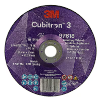 3M™ Cubitron™ 3 afbraamschijf met verlaagd asgat, 36+, T27, 180 mm x 7 mm x 22,23 mm